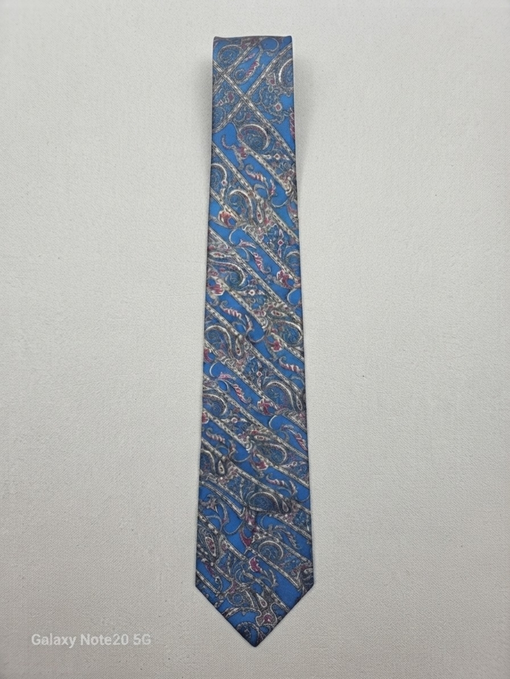 Christian Dior Silk Blue Gray Green Burgundy Paisley Tie EUC